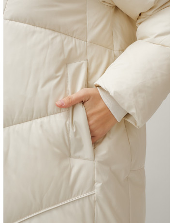 Длинный зимний пуховик с капюшоном для женщин