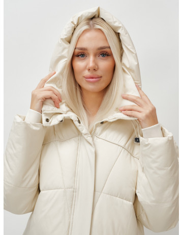 Длинный зимний пуховик с капюшоном для женщин