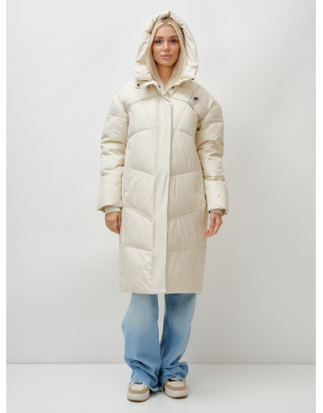 Длинный зимний пуховик с капюшоном для женщин