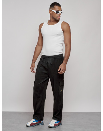 Мужские спортивные штаны прямого кроя из бархатного трикотажа.