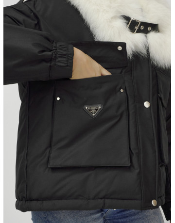 Зимний женский бомбер-куртка с мехом песца.