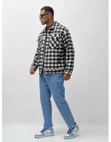 Мужская шерстяная рубашка прямого кроя в клетку.