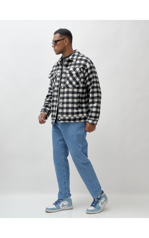 Мужская шерстяная рубашка прямого кроя в клетку.