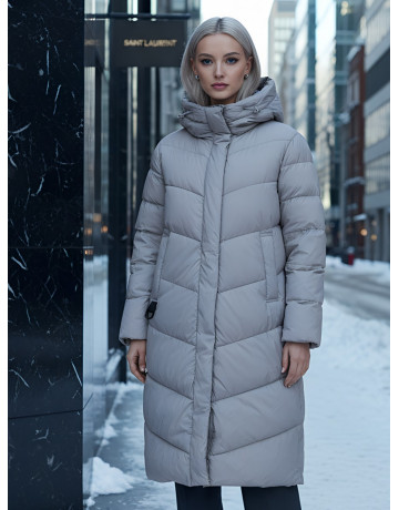 Длинный пуховик для женщин зимний утеплённый с капюшоном