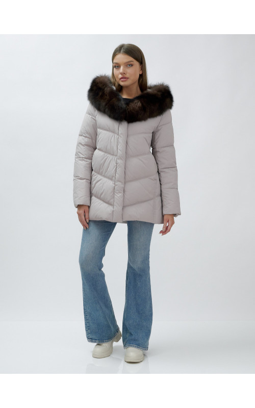 Женский зимний пуховик с мехом песца премиум-класса