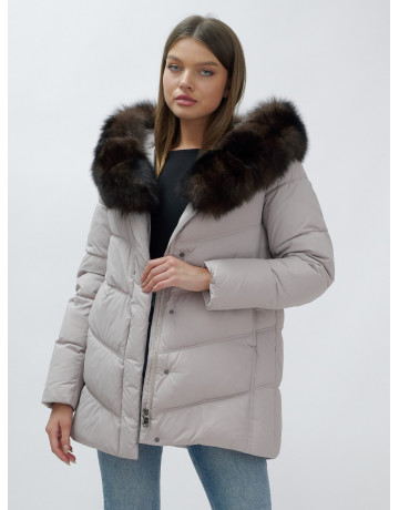 Женский зимний пуховик с мехом песца премиум-класса