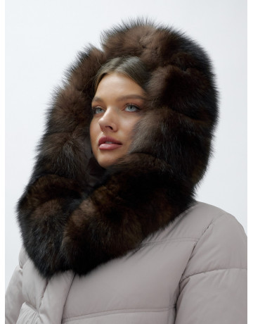 Женский зимний пуховик с мехом песца премиум-класса