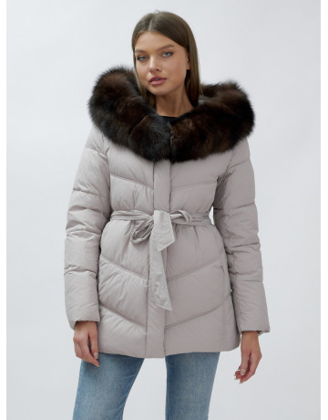 Женский зимний пуховик с мехом песца премиум-класса