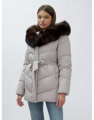 Женский зимний пуховик с мехом песца премиум-класса