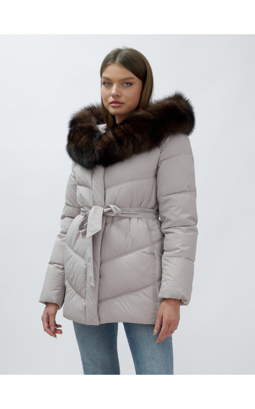 Женский зимний пуховик с мехом песца премиум-класса