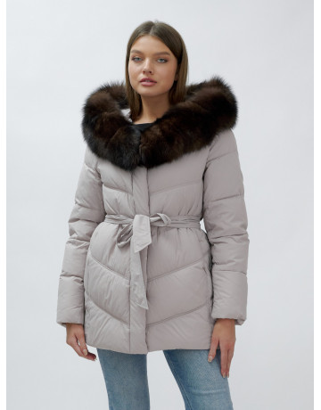 Женский зимний пуховик с мехом песца премиум-класса
