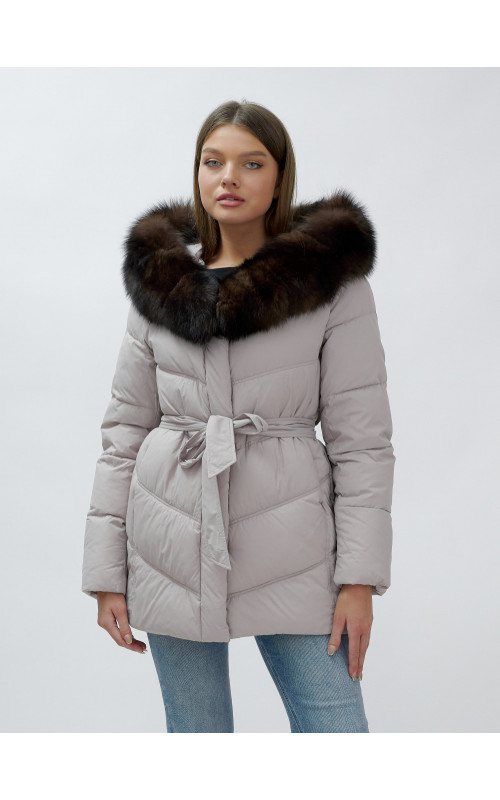 Женский зимний пуховик с мехом песца премиум-класса