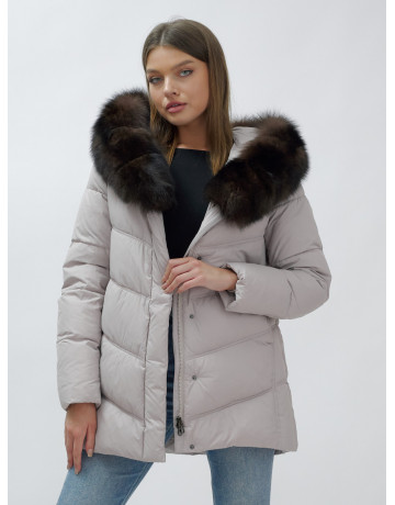 Женский зимний пуховик с мехом песца премиум-класса
