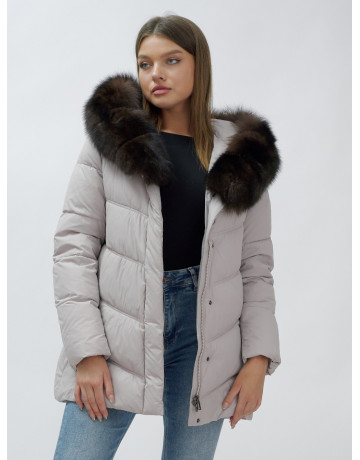 Женский зимний пуховик с мехом песца премиум-класса