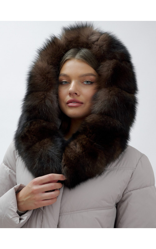 Женский зимний пуховик с мехом песца премиум-класса