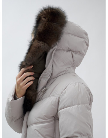 Женский зимний пуховик с мехом песца премиум-класса