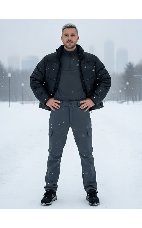 Мужские зимние брюки темно-серые для активного отдыха
