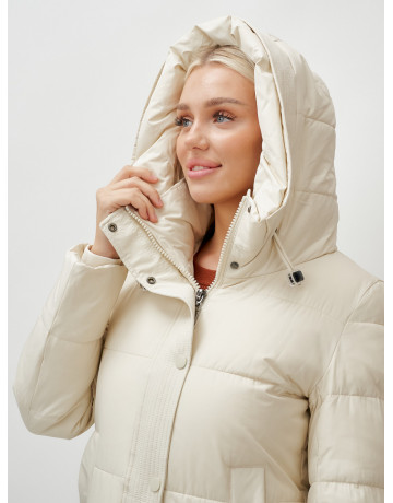 Длинный женский пуховик с капюшоном