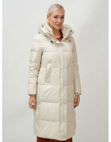 Длинный женский пуховик с капюшоном