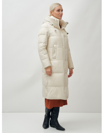 Длинный женский пуховик с капюшоном