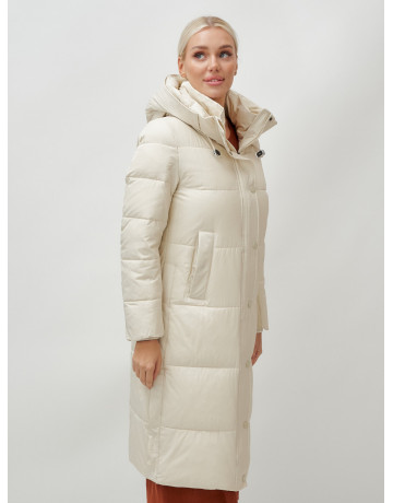 Длинный женский пуховик с капюшоном