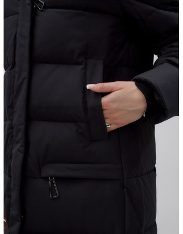 Длинный зимний пуховик с капюшоном для женщин