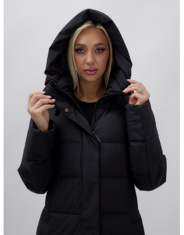 Длинный зимний пуховик с капюшоном для женщин
