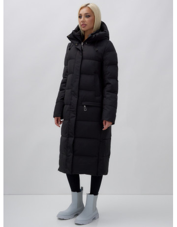Длинный зимний пуховик с капюшоном для женщин