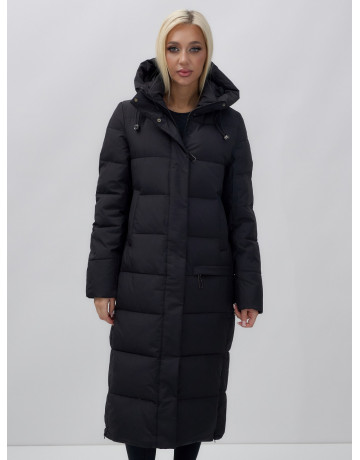 Длинный зимний пуховик с капюшоном для женщин