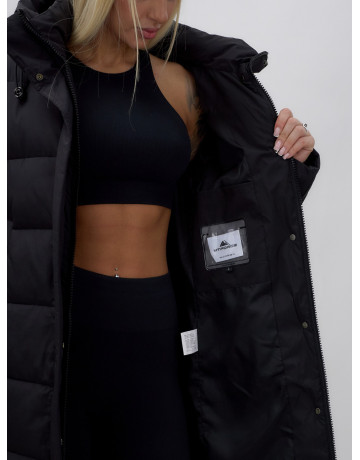 Длинный зимний пуховик с капюшоном для женщин