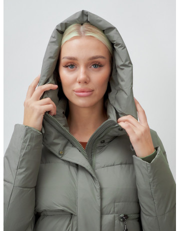 Длинный зимний пуховик с капюшоном для женщин