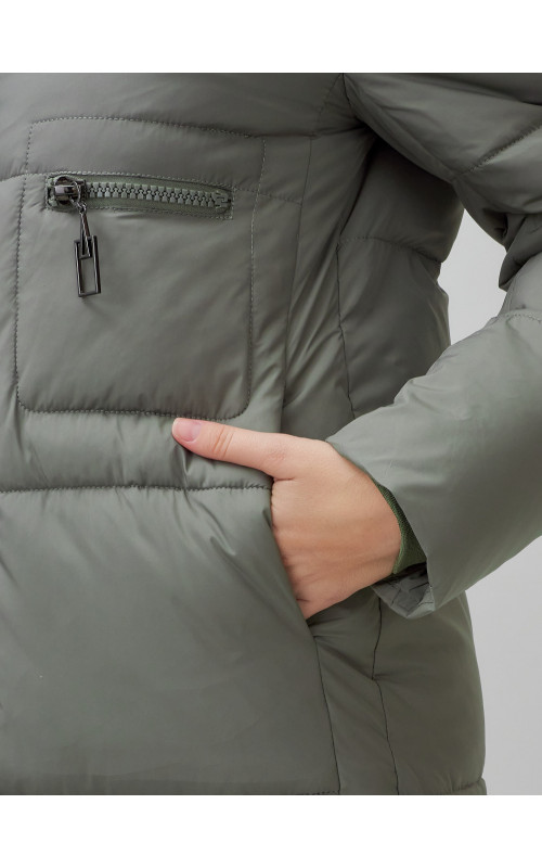 Длинный зимний пуховик с капюшоном для женщин