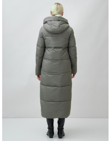 Длинный зимний пуховик с капюшоном для женщин