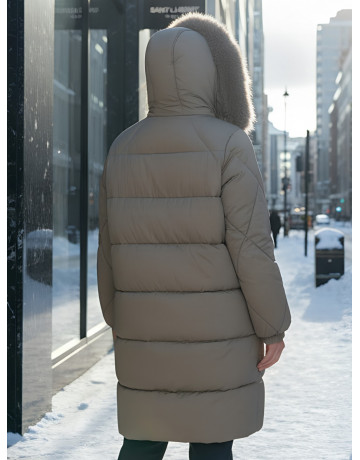 Длинный зимний пуховик премиум-класса