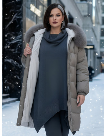 Длинный зимний пуховик премиум-класса