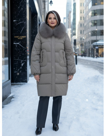 Длинный зимний пуховик премиум-класса