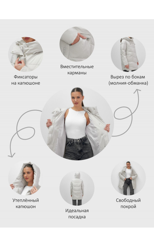 Утеплённая женская куртка с капюшоном для осени и зимы.