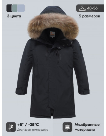 Мужская зимняя парка с мехом енота для холодной погоды