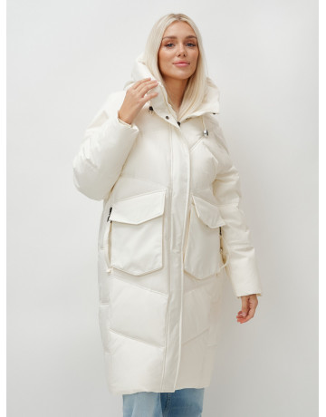 Длинный зимний пуховик с капюшоном «Летучая мышь» для женщин