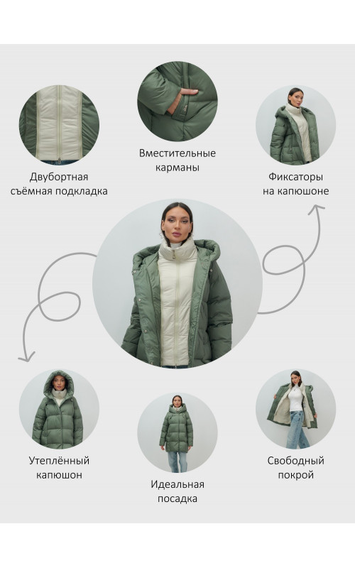 Женская зимняя куртка с капюшоном, размер 48–56.