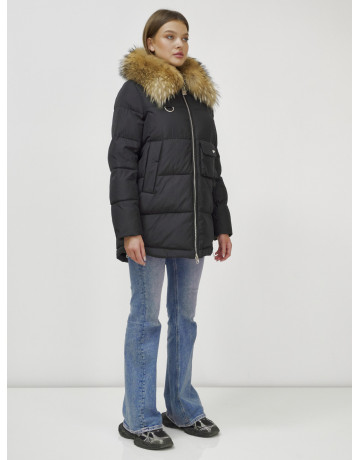 Женская зимняя куртка премиум-класса с мехом енота.