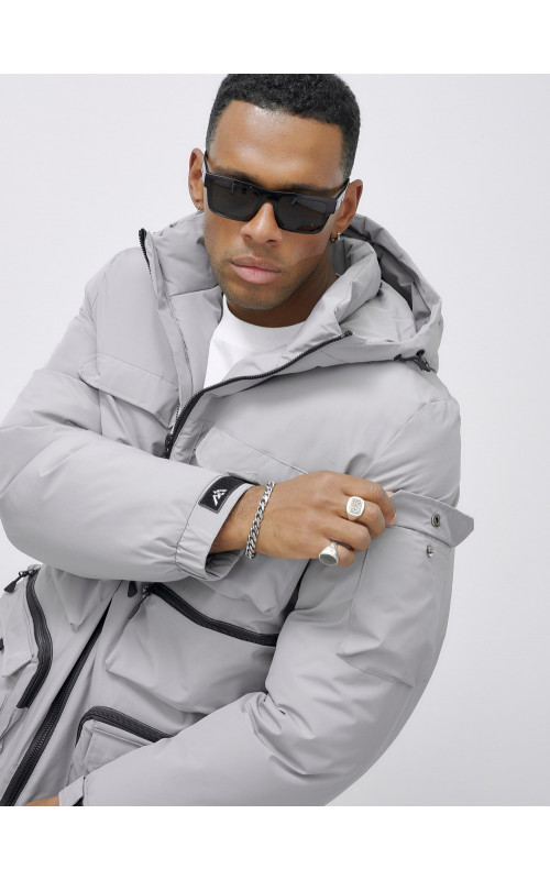 Мужская зимняя куртка большого размера с регулируемым капюшоном