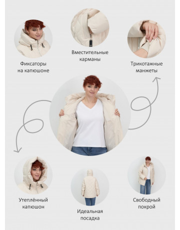 Женская демисезонная куртка с капюшоном для осени и зимы, свободный покрой.
