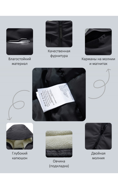 Мужская зимняя парка с капюшоном для активного отдыха