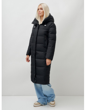 Длинный зимний пуховик с капюшоном для женщин