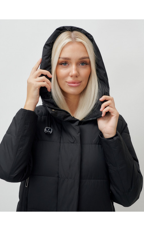 Длинный зимний пуховик с капюшоном для женщин