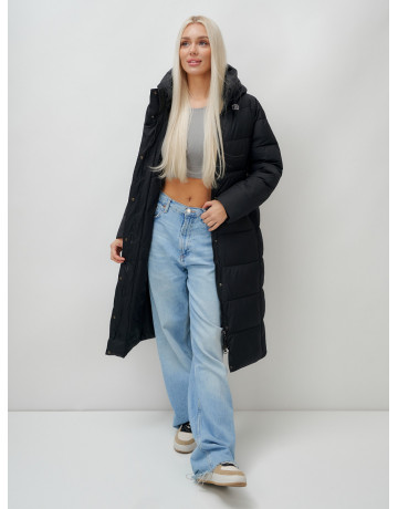 Длинный зимний пуховик с капюшоном для женщин