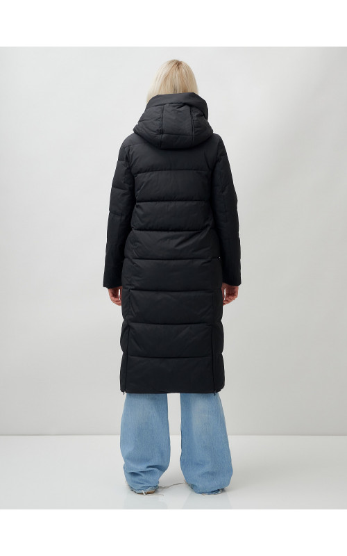 Длинный зимний пуховик с капюшоном для женщин