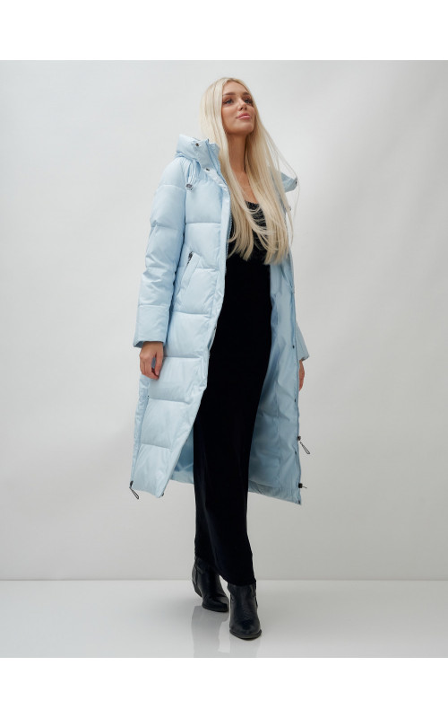 Длинный зимний пуховик с капюшоном для женщин