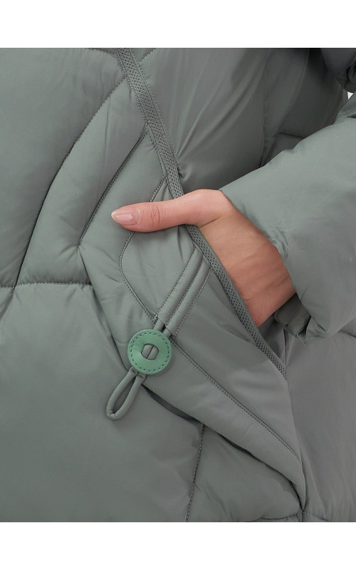 Длинный женский пуховик с капюшоном